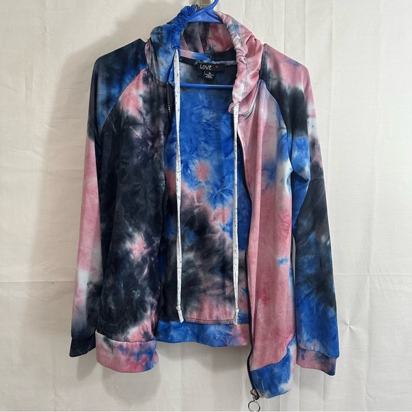 Love Womens 2-Piece Tie-Dye Sweatshirt & Jogger Set Pink/Blue/Black Medium - Picture 10 of 10